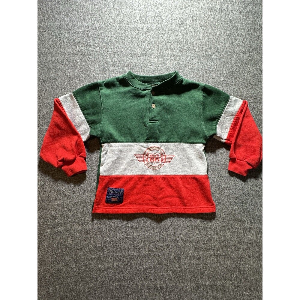 Vintage Route 66 Kids Sweater Red  Grey Green Long Sleeve Size Large (7)